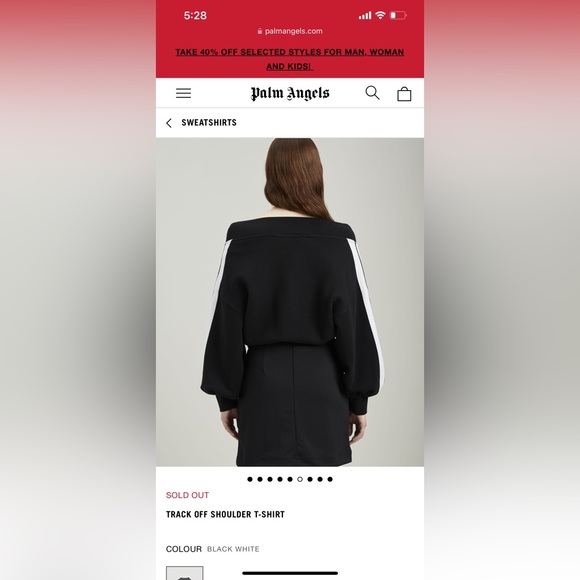 Palm Angels Logo Print Off-shoulder Sweatshirt Size Small Track Off Shoulder - Picture 14 of 16